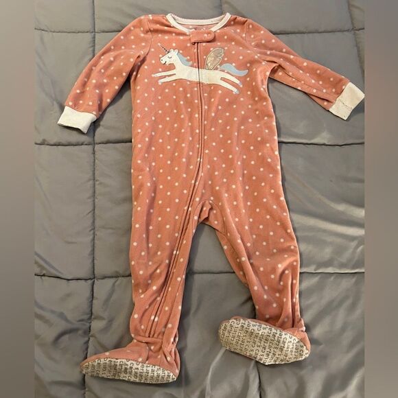 18m carters fleece footed unicorn pajamas - Picture 1 of 3